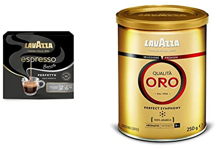 Lavazza, Espresso Barista Perfetto, Café Moulu, 2 Paquets de 250 g, avec Notes Aromatiques de Chocolat et un Goût Délicat & Café Moulu Qualità Oro Perfect Symphony, Espresso 100% Arabica, Boîte 250 g
