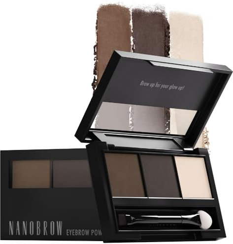 Set Polveri Per Sopracciglia Nanobrow Eyebrow Powder Kit - Palette di ombretti per sopracciglia con evidenziatore, kit per lo styling delle sopracciglia (DARK)
