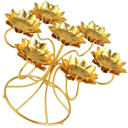 HOMSFOU Portacandele in Metallo Forma Di Loto Candeliere Tealight Per Decorazione Da Tavolo Candeliere in Stile Vintage Base Per Lampada Olio