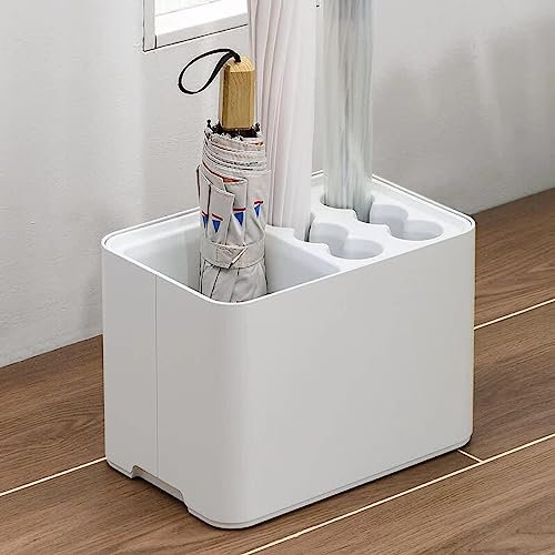 Amrocky Portaombrelli con vassoio antigoccia, per ingresso, angolare, salvaspazio, decorazione per casa e ufficio, 10 ombrelli (bianco)