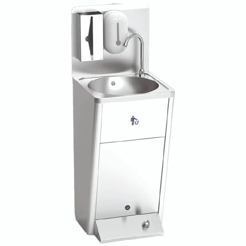 Express Water Prestige Waschbecken für Handwaschbecken, Anschluss an das Wassernetz, aus Edelstahl, mit Fußsteuerung, zertifiziert für ASL, für Geschäfte und Arztpraxen, mit Zubehör