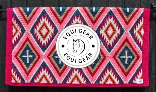 EQUIGEAR Western Show Horse Satteldecke aus neuseeländischer Wolle, Western-Design, handgefertigte Satteldecke, Wollpolster, Sensor Flex (Anpassung möglich), WK83 (36x42)