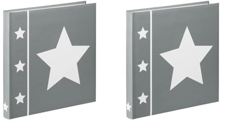 Hama Fotoalbum „Skies“ (Jumbo Album mit 60 Seiten, Fotobuch für 240 Fotos im Format 10x15, Stern Motiv, 30x30) grau (Packung mit 2)