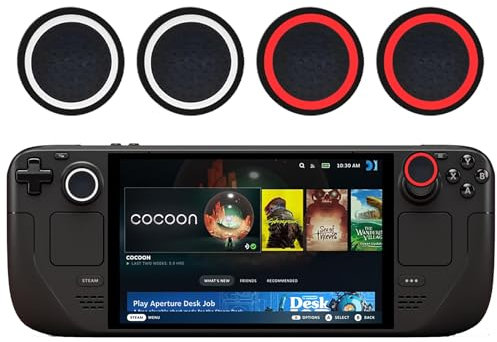 GIOPUEY Joystick Thumb Stick Grips Cap Compatible with Steam Deck Oled, 4 Pack Silicone Thumb Grip Caps Joystick Caps Protective Case Cover, Soft Anti-Slip - Black/Red+Black/White