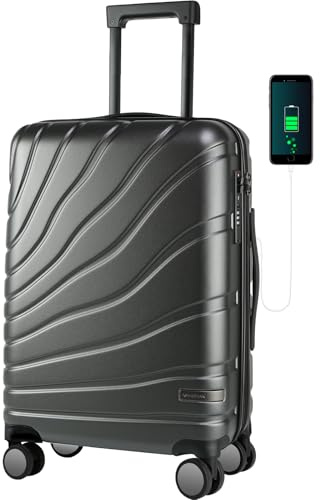VANKEAN Rolling Laptop Bag Women Men, Travel Backpack with Wheels for Men Women, Wheeled Backpack Laptop Trolley Bag 20 Inch Waterproof Rolling Rucksack Suitcase Office Travel Business，Dark Grey