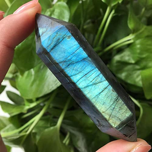Natürliche Regenbogen-Labradorit-Doppelspitze-Kristall-Edelsteinstäbe, poliert, natürliche Reiki-Dekoration, Raumdekoration Amethyst Stone (Size : One Size)
