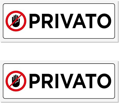 2 Adesivi con scritta PRIVATO cm 15x5 | Targhette per Porte e Altro | In Vinile Adesivo Resistenti all'Esterno | 2 Pezzi
