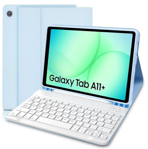 COEZFE Funda Teclado para Samsung Galaxy Tab A11 Plus 2025/ A9 Plus 11 Pulgadas 2023, Español Ñ Bluetooth Magnético, Smart Funda con Teclado QWERTY para Samsung Galaxy Tab A11+ /A9+, Azul