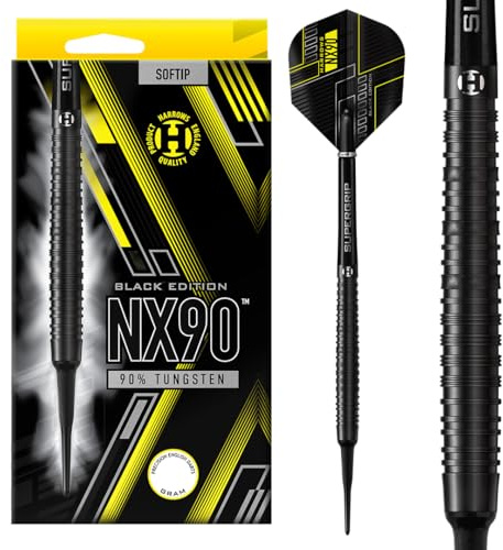 Harrows NX90 Black 90% Soft Tip - Fléchettes Pointe Plastique 20g