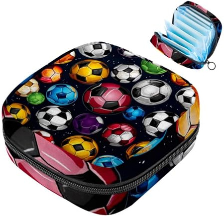 Damenbinden Aufbewahrungstasche für Damen, große Kapazität, Menstruationspad-Tasche, Fußball-236 Menstruationstaschen, Tampon-Sammeltasche, Geldbörse