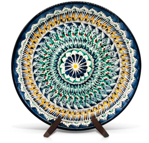 ZARENHOFF Lagan - Ø37 Orientalischer Lagan Ляган Rischtan Keramik Teller Servier-Schale handbemalt (37 cm) (Mehrob S-24)