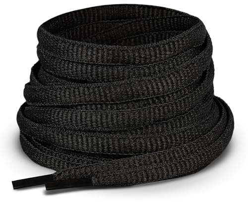 Lacets Ovales 6 mm Noir – Lacets de Remplacement Pour Chaussures et Baskets, Confortables et Durables, Faciles À Lacer, Compatibles Homme Femme Enfant - 1 Paire : 90cm