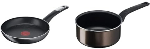 Tefal C38806 Hard Titanium Essential Poêle à frire 28 cm | Revêtement antiadhésif & Easy Cook&Clean Casserole 18 cm, Antiadhésive, Graduations intérieures