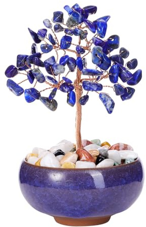 JSDDE Chakra Feng Shui Baum, Heilsteine Edelsteine Baum, Geldbaum, Lebensbaum Deko, Kristallbaum, Glücksbringer Spirituelle Feng Shui Deko (Lapislazuli)