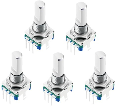 Ouitble Drehgeber-Codeschalter, 5 Stück EC11 360-Grad-Digitalpotentiometer 5-polig Grifflänge 20 mm für Elektronikprojekte Dateneingabe