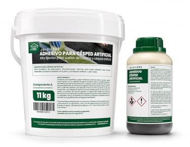 JARDIN202 - Adhesivo para Césped Artificial y Caucho | Alta Fijación Bicomponente | 5.5Kg y 11Kg | Pegamento Exterior e Interior | 11 Kg