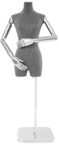 Schaufensterpuppe Körper für Weibliche Kleidung Form Display Weibliche Kleiderform Modell Kleidung Shop Damenbüste Kleiderpuppe Ausstellungsstand, verstellbare Höhe (120-210cm), Grau