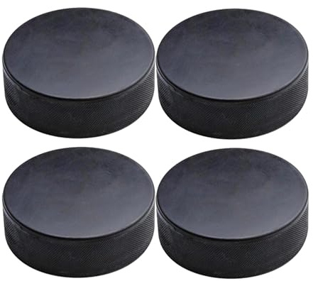 Eishockey-Pucks, offizielle Verordnung, 4 Stück, weiche schwarze Schaumstoff-Hockey-Pucks, Durchmesser 7,6 cm, Dicke 2,5 cm, Hockey-Zubehör für Bodenübungen und klassisches Training im Innenbereich