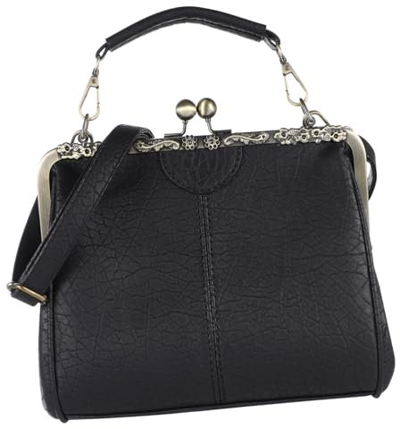 Holibanna Retro Damen Schultertasche Pu Leder Handtasche Casual Umhängetasche Vintage Chic Elegante Lässige Crossbody Bag Schwarz Für Alltag Arbeit Und Freizeit