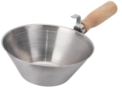 Fenteer Cement Bucket Scoops Cement Mortar Scooper with Wood Handle Sturdy Home Renovations Heavy Duty Mud Pan for Drywall Plasterers
