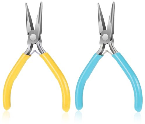 Oruola 2 alicates para hacer joyas, alicates de punta de aguja pequeña de 4.5 pulgadas, herramienta de fabricación de joyas de precisión con mango de agarre cómodo para hacer joyas, reparación de