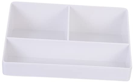 HEALLILY Tea Bag Organizer and Coffee Stand 3-Compartment Plastic Storage Box White for Restaurant and Kitchen Countertop Use