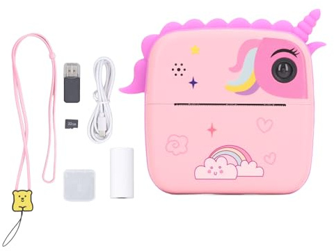 Aoaoy Appareil photo numérique haute définition - Jouet pour enfants - Appareil photo électrique de dessin animé - Avec modes Selfie - Impression instantanée - Rose