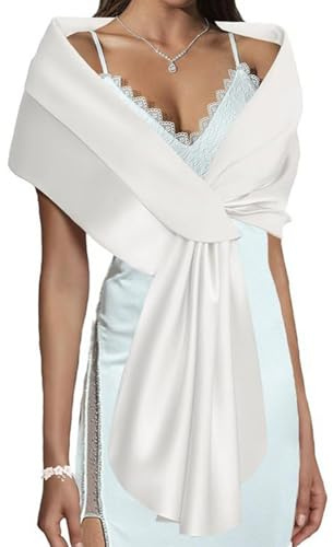 MARCBUSE Softable Raso Sera Wrap Pieghevole Delicato Ricamo Da Sposa Scialle Per Abiti Da Sposa Accessori Per Festa Sposa Reversibile Raso Scialle