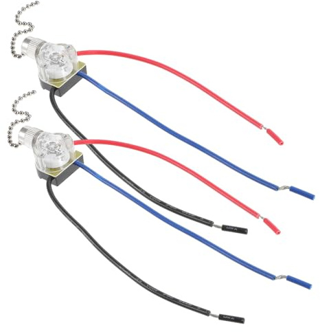 SOPOTUTU 2 Pièces Interrupteur à Tirette pour Ventilateur Plafond et Lumière Contrôle Facile Installation Simple Compatible avec Lampes Murales et Ventilateurs