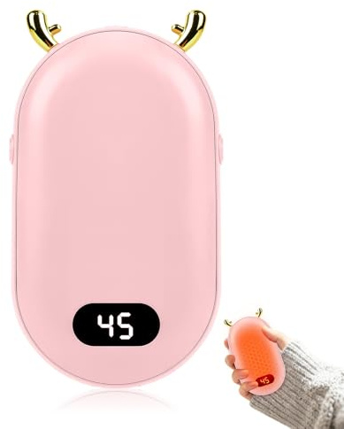 PlsMupn Calentador de Manos Eléctrico, 5200mAh Calentador de Manos Recargable 2 en 1 Portable Calienta Manos De Bolsillo, para Actividades al Aire Libre, Camping, Cálidos, Rosa