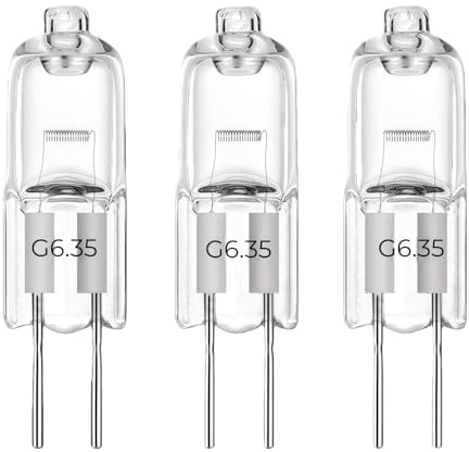 LISOCLU GY6.35 Halogen Lamp 12v 24v 220v 110v 20w 30w 50w 70w 100w 150w 200w 3000k Warm Light, G6.35 Halogen Bulbs Suitable for Chandelier Projector Pin Shadowless Bulbs(3pcs/220V-50W)