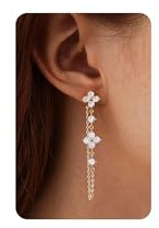 HANLI Ohrringe Gold Damen 14K Gold Vergoldet mit Cubic Zirkonia Hängend Stern Mond Ohrstecker Hypoallergen Minimalistisch Lange Statement Ohrringe Schmuck Geschenke für Sie