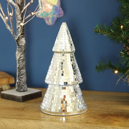 Christmas Disco Mirror Tree Ornament Home Party Tabletop Xmas Festive Decoration (Small)