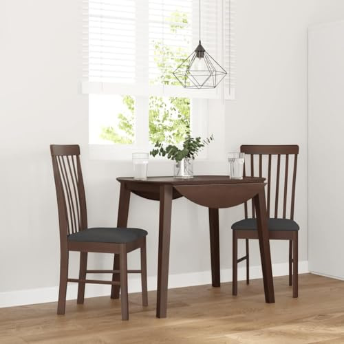 Mandloder Esszimmerstühle mit Kissen 2 STK. Braun Massivholz Gummibaum, Stoffbezug, 42,5x48x94cm, Ergonomische Küchenstühle, Polsterstühle für hohen Sitzkomfort, stabile Holzstühle mit Rückenlehne