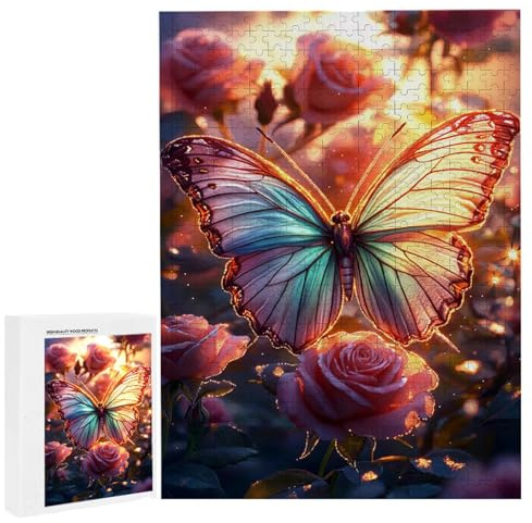 Puzzle 1500 Teile Erwachsene Rose Schmetterling, Impossible Klassische Jigsaw Puzzles 87 x 57cm, Geschicklichkeitsspiel für die ganze Familie, Puzzle farbenfrohes Legespiel Home Dekor Geschenk k-576