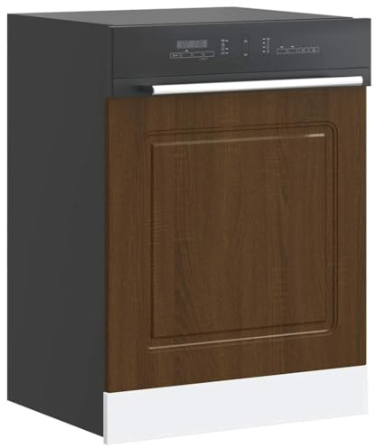 RMIHSJG Kalmar Cache-lave-vaisselle marron aspect chêne 60 x 1,5 x 67 cm Revêtement avant Protection de cuisine