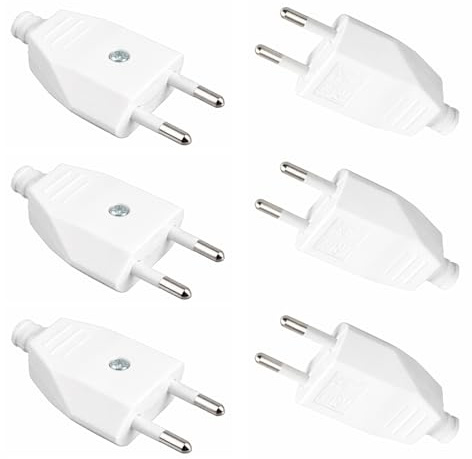 2 Piezas Enchufe Europeo Plano, 250V y 2.5A, Ideal para Electrodomésticos y Decoración del Hogar, Fácil Instalación y Uso Seguro, Conectores Duraderos para Interiores y Exteriores