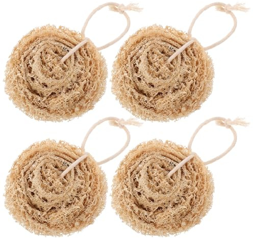 VICASKY 4pcs Natural Loofah Dishwashing Sponges Lightweight and Easy to Store Brown Loofah Scrubber Pads for Kitchen Cleaning and Dishwashing