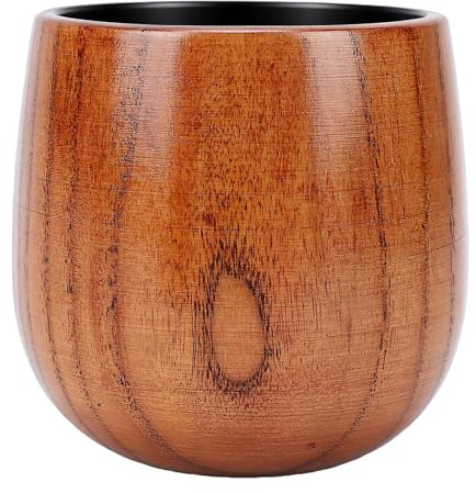 Fdit Vaso para Beber Whisky de Madera, Taza de té Antigua, Vientre Grande Ahumado Vintage para té y café, Madera Compuesta de 340 Ml para Decoración de Fiesta en el Hogar, Regalo (Estilo 2)