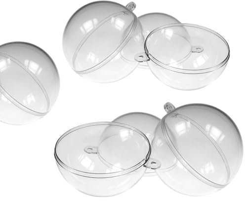 Sandras-Bastelladen Acryl-Kugel Ø10cm - 5er Set transparent teilbar mit Aufhängeöse
