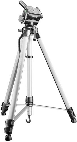 Walimex pro WT-3570 Basic Stativ 168cm Silber– 4kg Traglast, großes und stabiles Foto Video Stativ mit 3-Wege Panorama Kopf, ideal für Kamera und Handy Aufnahmen, inkl. Tasche und Smartphone Halter