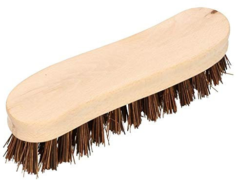 KOTARBAU Spazzola abrasiva a forma di S, 18 cm, manico in legno marrone, ergonomica, efficiente, spazzola per la pulizia delle radici, setole in radice di riso, Univer