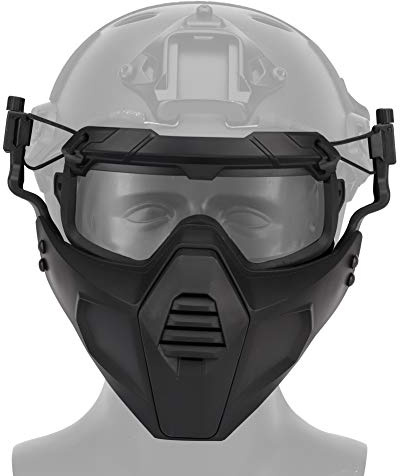 OAREA Fast Helm Schutzbrille Brille mit Abnehmbarer Gesichtsmaske Passend für Airsoft Paintball Halloween Party