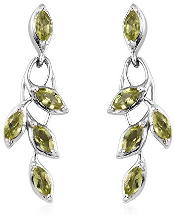 TJC Sterling Silver Leaf Dangle Drop Earrings for Women and Girls in Platinum & Gold Plated 925 Silver Earrings for Her Anniversary Xmas Gift