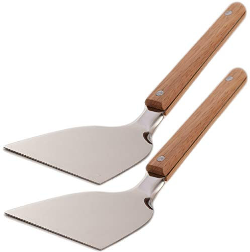 Konatu Okonomiyaki Spatula Set of 2 Okonomi Japanese-Style Pizza Cookie Stainless Spatula Wooden Handle, 8.5 inch (21.5 cm)