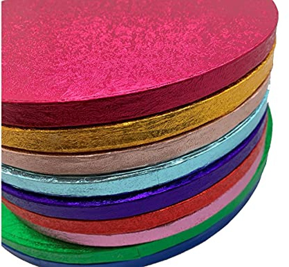 LARRYROO Single Colourful Cake Board Round Thick Drum 12mm Strong Boards (Gold, 16 Inches)