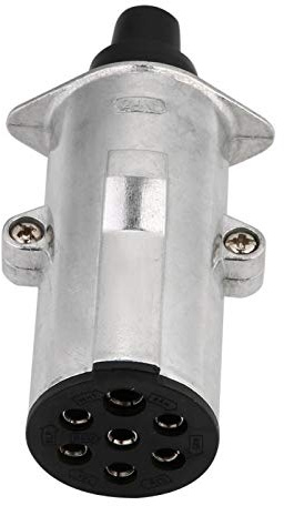 spina rimorchio 7 poli 24v + Spina per rimorchio a 7 pin, tipo N Spina per cablaggio a 7 pin rotonda a 7 poli Adattatore per rimorchio in alluminio per camion rimorchio Caravan (tipo europeo) per spin