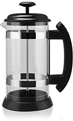 caihuashopping Pot à Cafetière Bouilloire Inoxydable Théière en Verre Thé Percolateur en Acier Filtre Presse Plongeur Manuel de Machine à café Espresso Pot Bouilloire à café (Color : Black)
