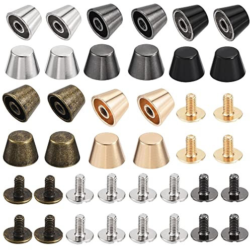 sourcing map 10x7mm Remache Pernos Tornillo Atrás Plano Hueco Pies Perno Espiga para Cuero Artesanía Bricolaje 5 Colores 20 Piezas