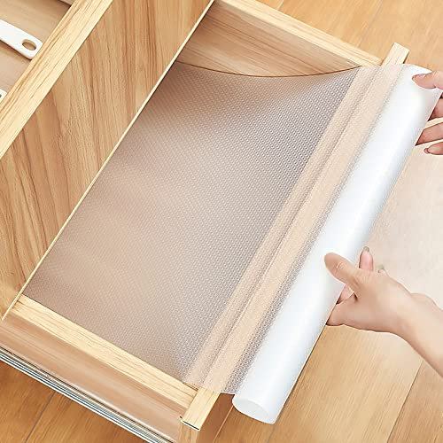AiQInu Tappetino per Cassetti,Tappetini Antiscivolo per Cassetti Non-adesivo EVA Trasparente Impermeabile Shearable Tappetini per Cucina Armadietti Cassetti Tavoloe Frigorifero Ripiani (30 * 400cm)